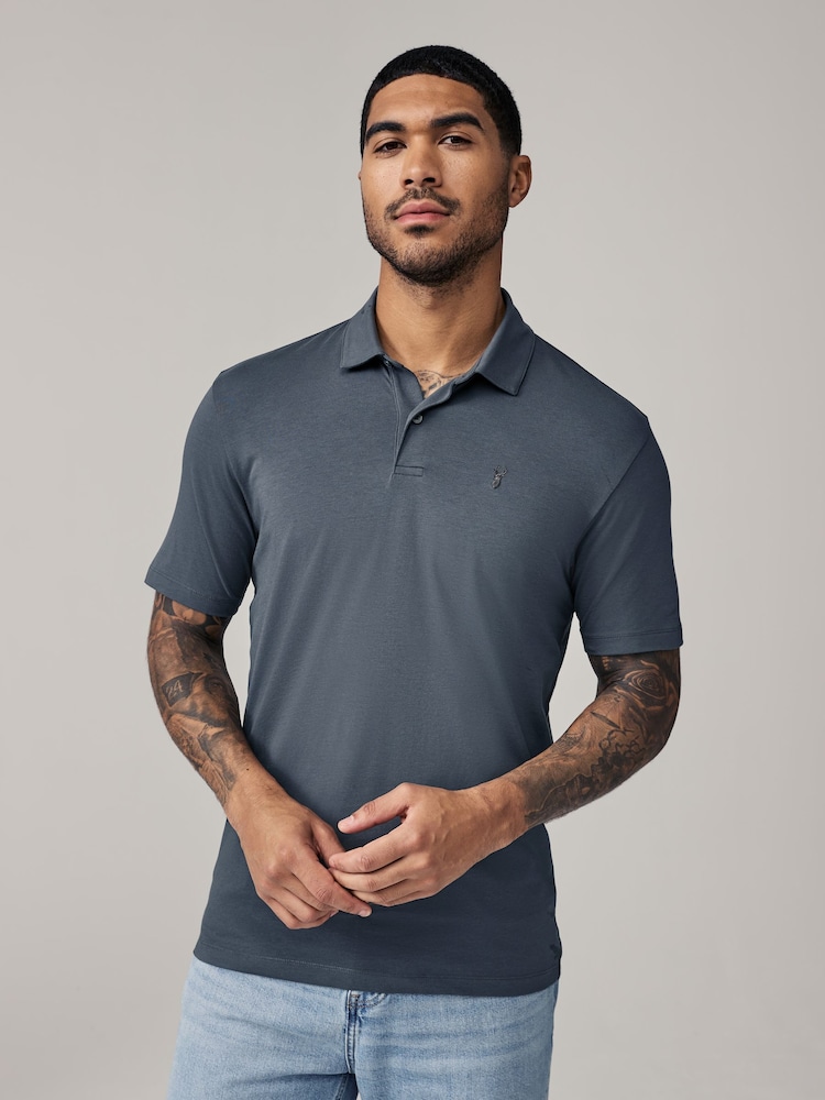 Marine/Noir/Gris/Blanc/Vert sauge Vert - Slim Fit (Slim Fit) - Polo en jersey Manches courtes 5 Pack - Image 3 of 17