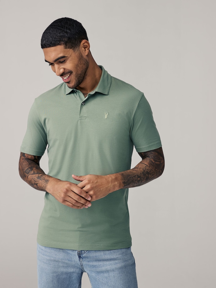 Marine/Noir/Gris/Blanc/Vert sauge Vert - Slim Fit (Slim Fit) - Polo en jersey Manches courtes 5 Pack - Image 5 of 17