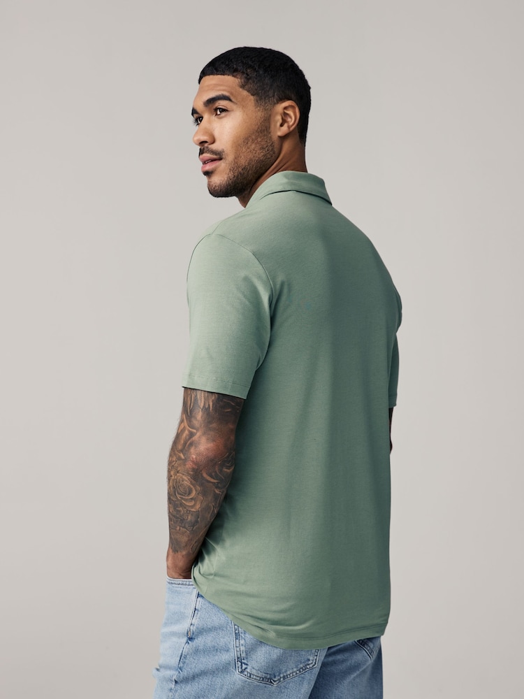 Marine/Noir/Gris/Blanc/Vert sauge Vert - Slim Fit (Slim Fit) - Polo en jersey Manches courtes 5 Pack - Image 6 of 17