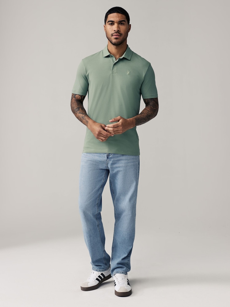 Marine/Noir/Gris/Blanc/Vert sauge Vert - Slim Fit (Slim Fit) - Polo en jersey Manches courtes 5 Pack - Image 7 of 17