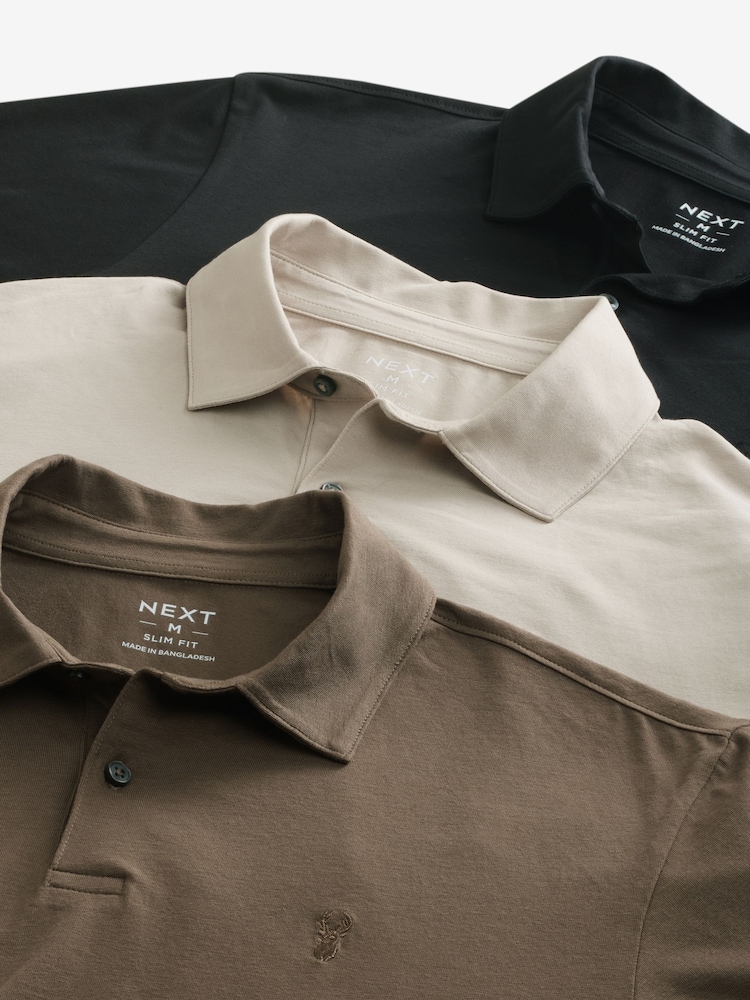 neutre - Slim Fit (Slim Fit) - Polo en jersey Manches courtes 3 Pack - Image 11 of 12