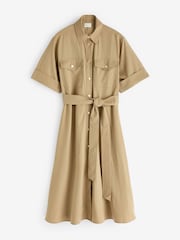 GANT Brown Utility Short Sleeve Shirt Dress - Image 7 of 7