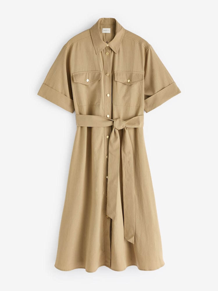 GANT Brown Utility Short Sleeve Shirt Dress - Image 7 of 7