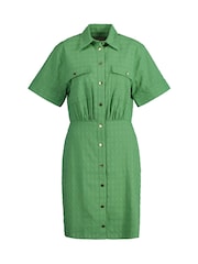 GANT Green Embroidered Short Sleeve 100% Cotton Shirt Dress - Image 6 of 7