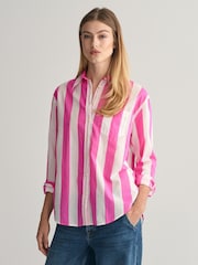 GANT Pink Relaxed Fit Parasol Striped 100% Cotton Shirt - Image 1 of 6