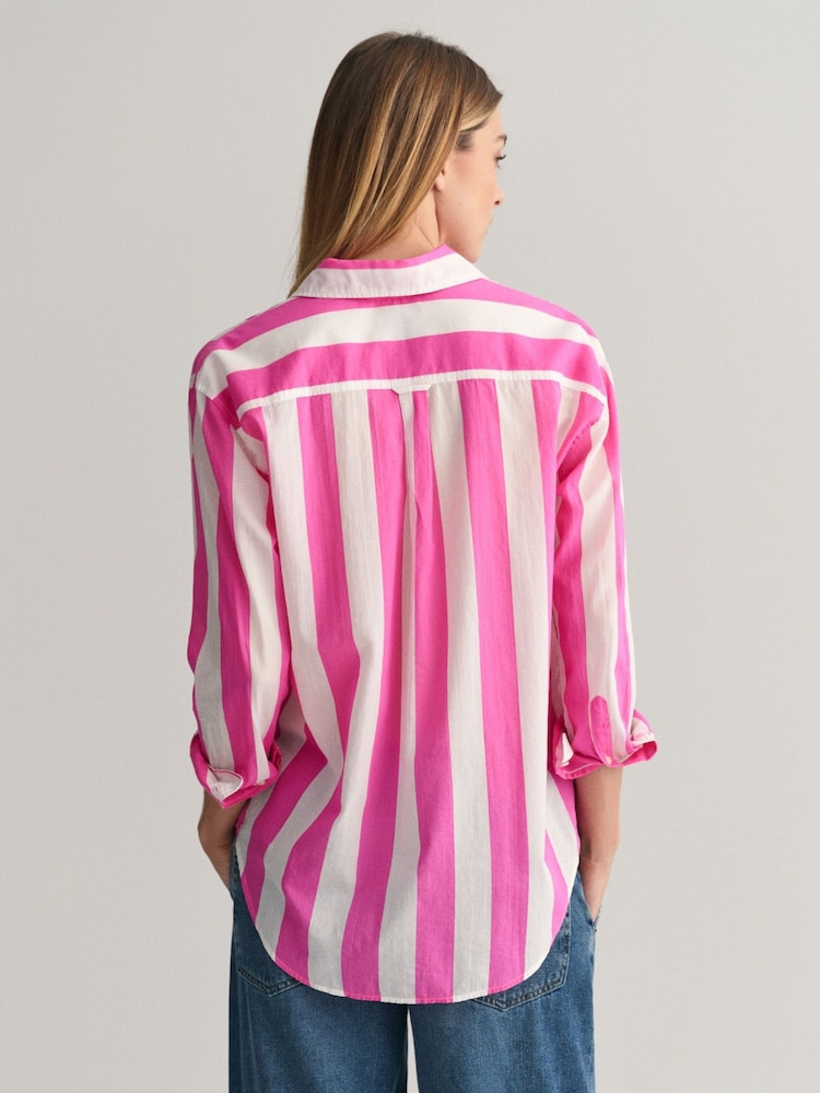 GANT Pink Relaxed Fit Parasol Striped 100% Cotton Shirt - Image 2 of 6