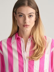 GANT Pink Relaxed Fit Parasol Striped 100% Cotton Shirt - Image 3 of 6