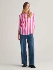 GANT Pink Relaxed Fit Parasol Striped 100% Cotton Shirt - Image 4 of 6