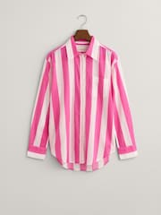 GANT Pink Relaxed Fit Parasol Striped 100% Cotton Shirt - Image 6 of 6