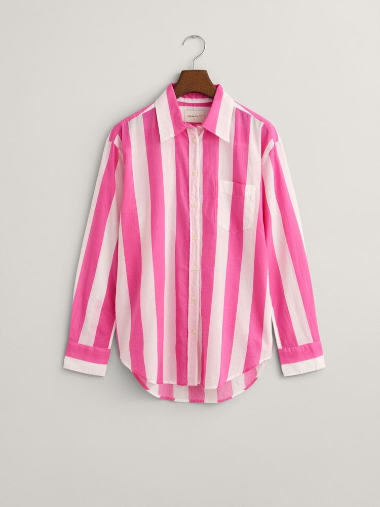 GANT Pink Relaxed Fit Parasol Striped 100% Cotton Shirt - Image 6 of 6