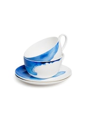 Rick Stein Set of 2 Blue Coves of Cornwall Cup & Saucer - Image 1 of 4