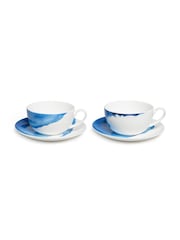 Rick Stein Set of 2 Blue Coves of Cornwall Cup & Saucer - Image 2 of 4