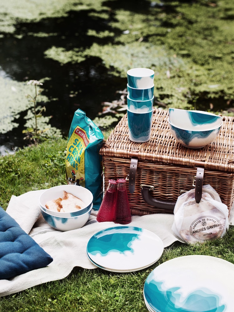 Rick Stein 16 Piece Blue Picnic Melamine Set - Image 1 of 6