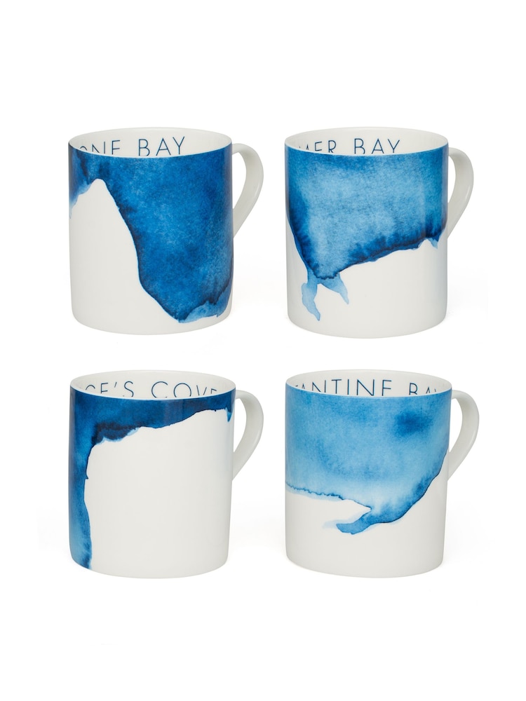 Rick Stein Set of 4 Blue Coves of Cornwall Mugs - Image 1 of 5