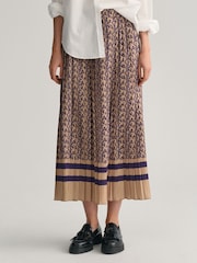 GANT Purple Pleated Monogram Print Skirt - Image 1 of 6