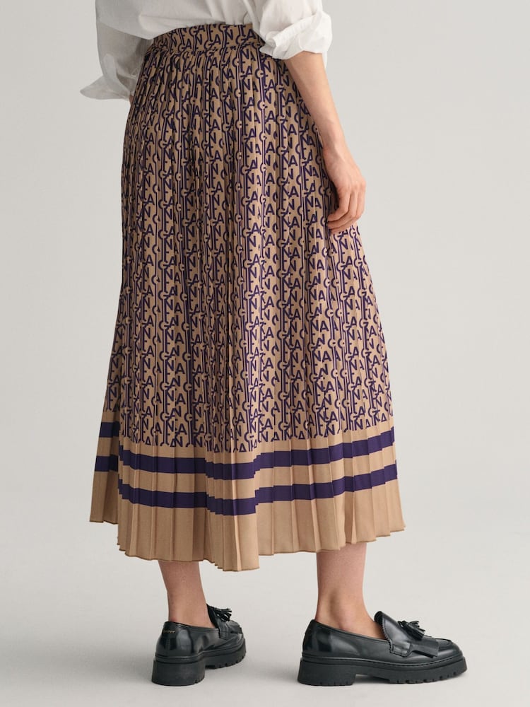 GANT Purple Pleated Monogram Print Skirt - Image 2 of 6