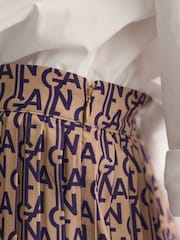 GANT Purple Pleated Monogram Print Skirt - Image 5 of 6