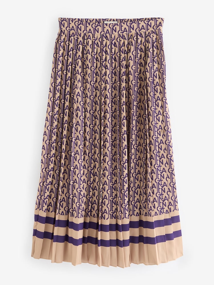 GANT Purple Pleated Monogram Print Skirt - Image 6 of 6