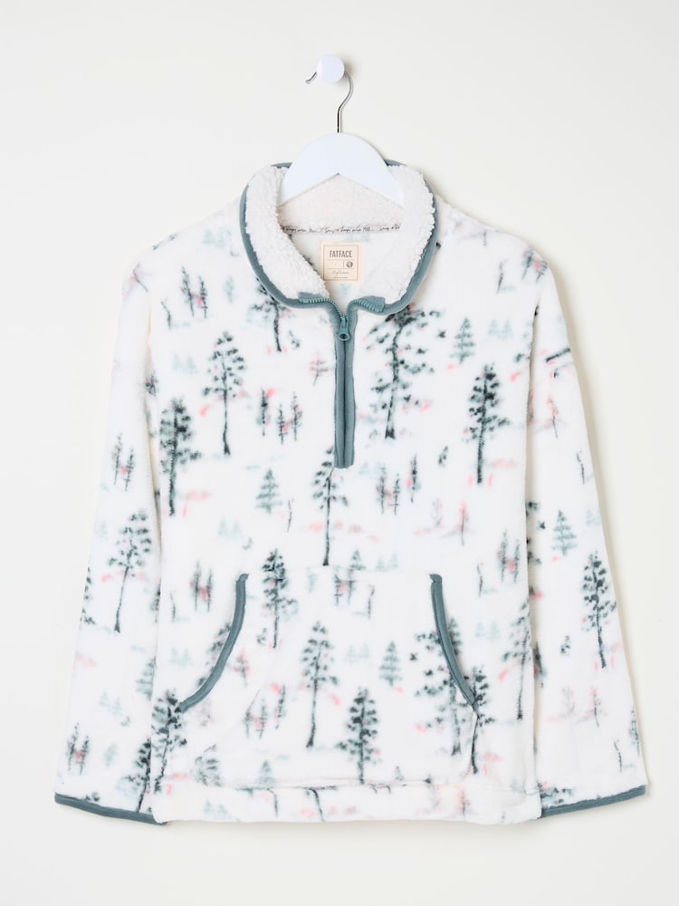 FatFace Christmas Snuggle Ivory Half Zip Fleece - Image 10 of 10