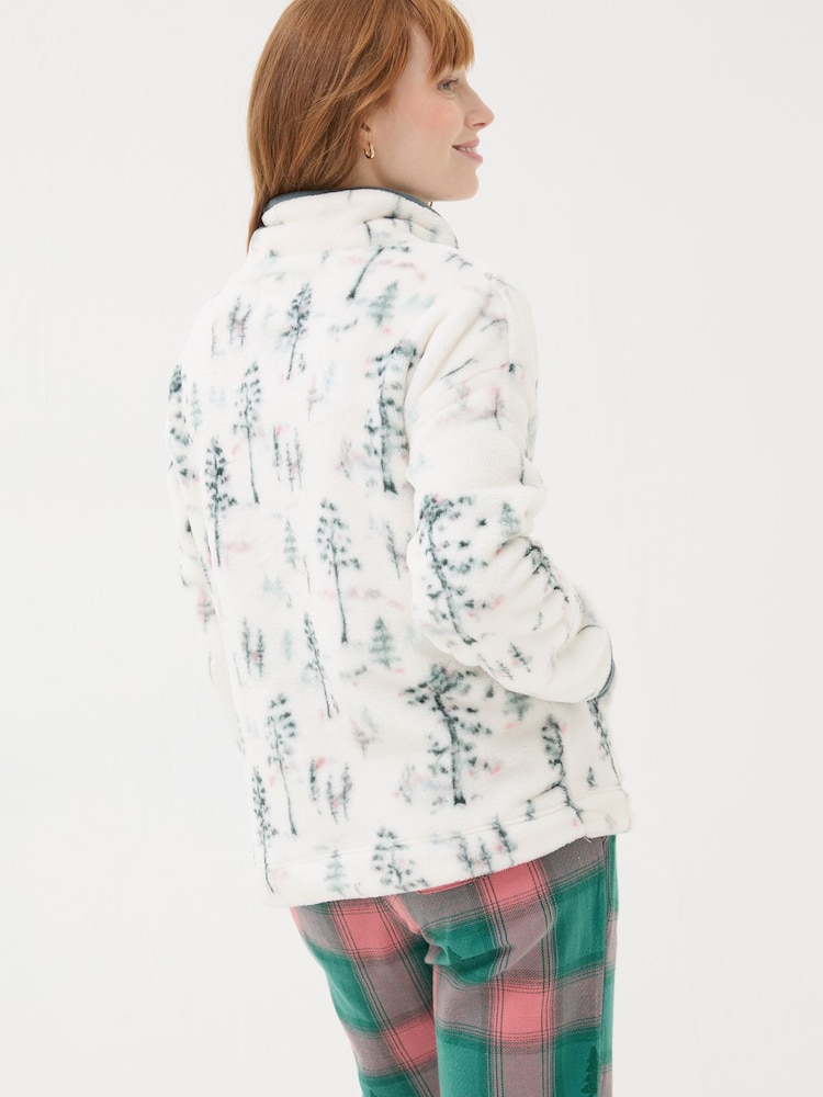 FatFace Christmas Snuggle Ivory Half Zip Fleece - Image 2 of 10