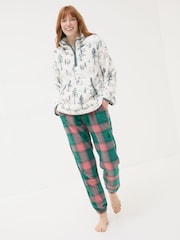 FatFace Christmas Snuggle Ivory Half Zip Fleece - Image 3 of 10
