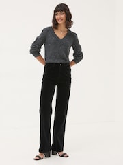 FatFace Black Elise Velvet Trousers - Image 1 of 6