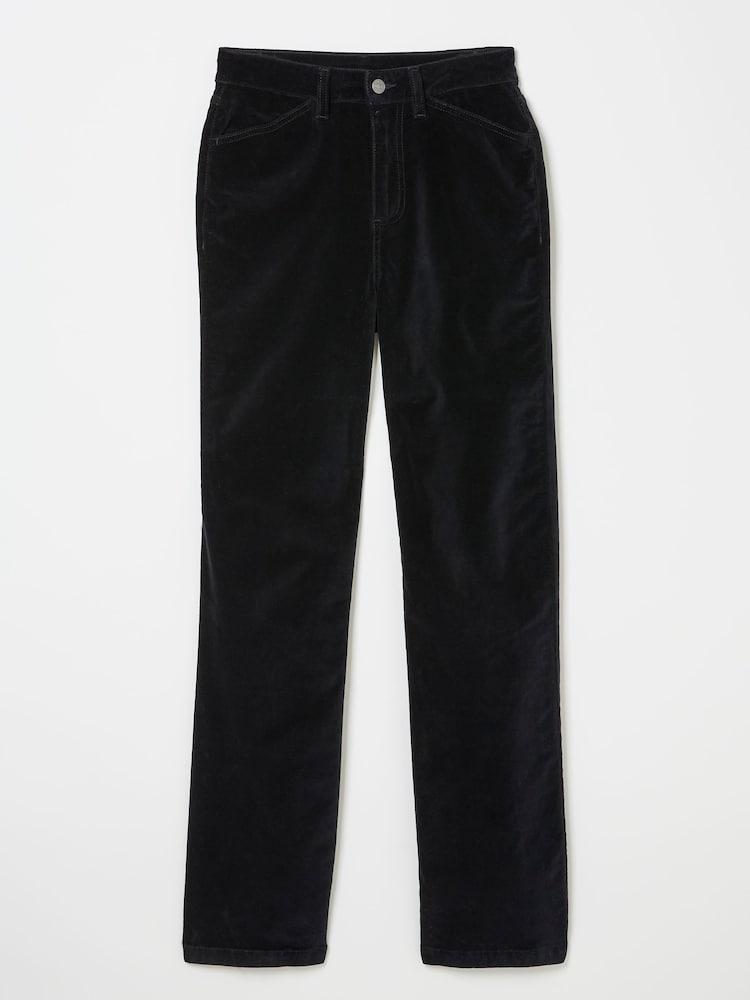 FatFace Black Elise Velvet Trousers - Image 6 of 6