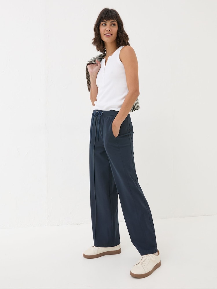 FatFace Navy Ely Wide Leg Trousers - Image 1 of 5