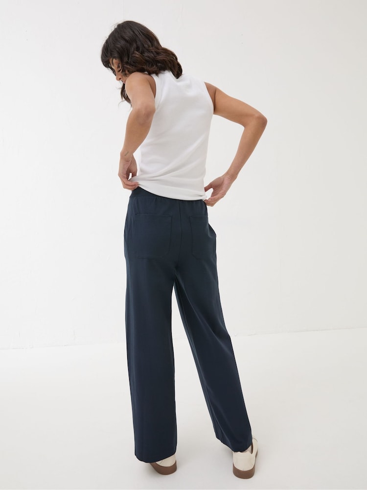 FatFace Navy Ely Wide Leg Trousers - Image 2 of 5