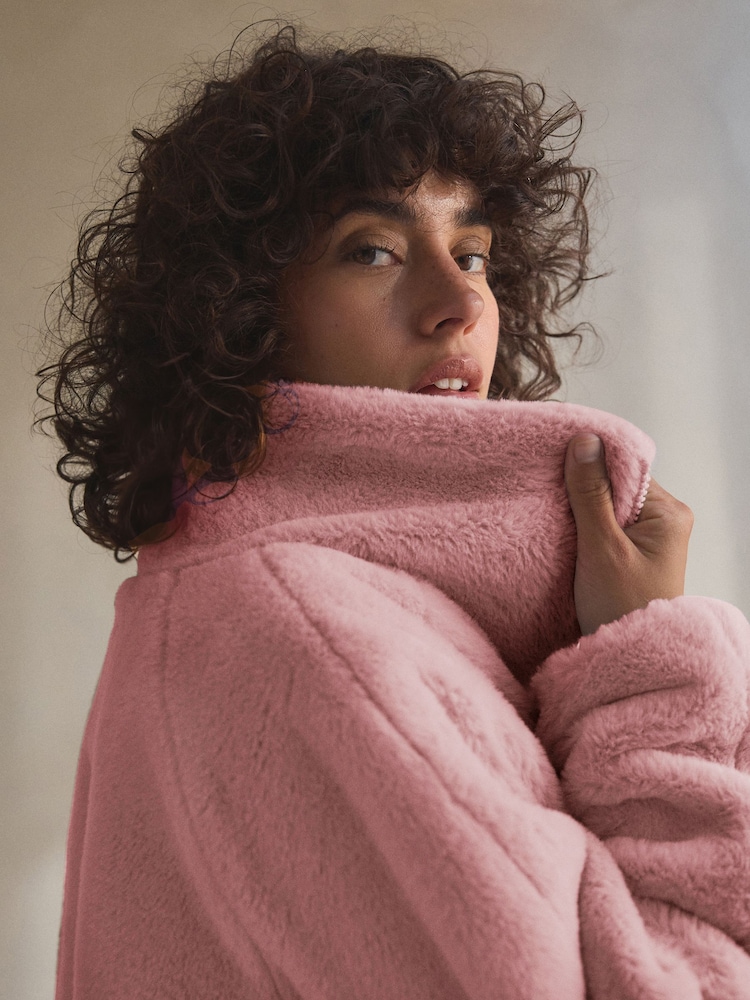 Pink Faux Fur Half Zip Top - Image 4 of 10