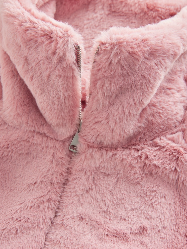 Pink Faux Fur Half Zip Top - Image 7 of 10