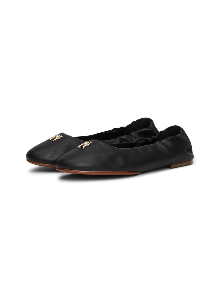 Tommy Hilfiger Black Elevated Elastic Ballerinas - Image 2 of 6