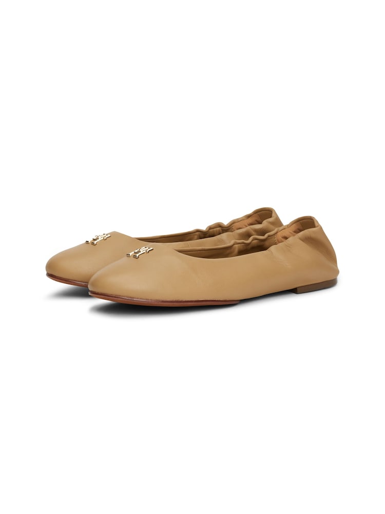 Tommy Hilfiger Brown Elevated Elastic Ballerinas - Image 2 of 6
