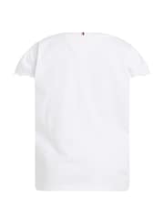 Tommy Hilfiger White Regular Fit Flower Glitter 100% Cotton T-Shirt - Image 2 of 3