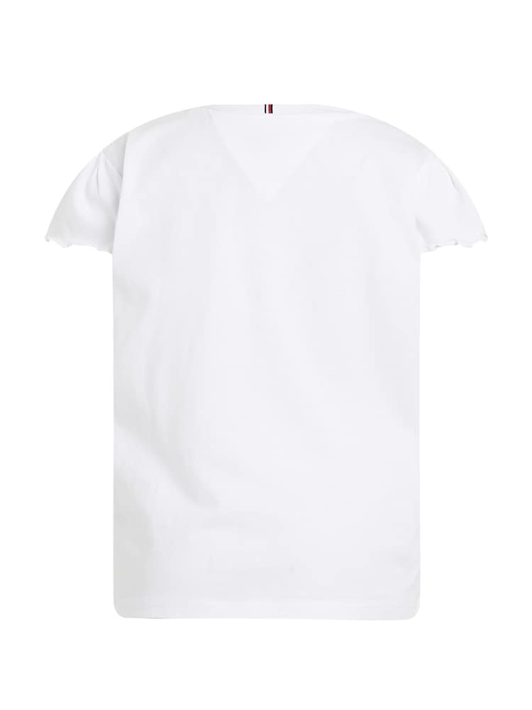 Tommy Hilfiger White Regular Fit Flower Glitter 100% Cotton T-Shirt - Image 2 of 3