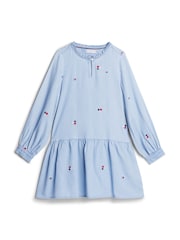 Tommy Hilfiger Blue Flower Print TENCEL™ Long Sleeved Dress - Image 4 of 4