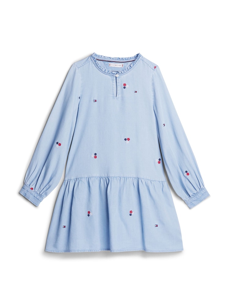 Tommy Hilfiger Blue Flower Print TENCEL™ Long Sleeved Dress - Image 4 of 4