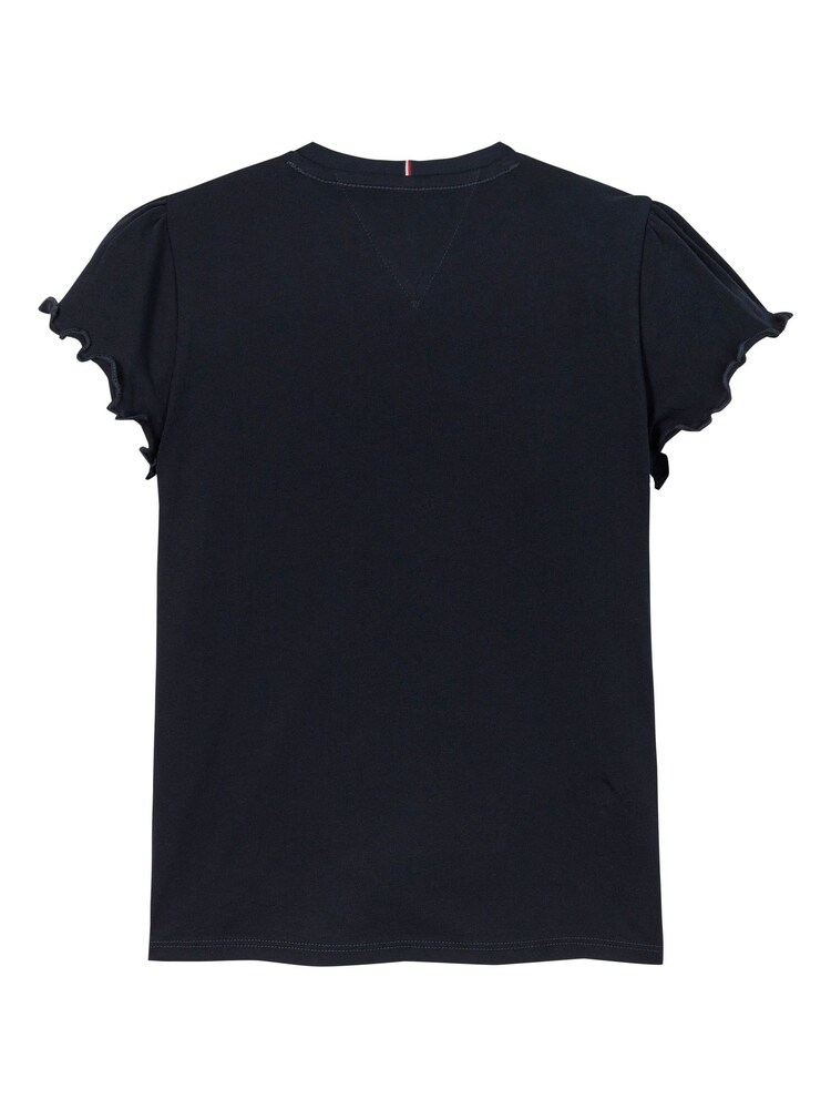 Tommy Hilfiger Blue Regular Fit Flower Glitter 100% Cotton T-Shirt - Image 6 of 6