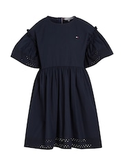 Tommy Hilfiger Blue Broderie Anglaise Dress - Image 4 of 6