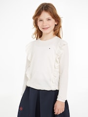 Tommy Hilfiger White Ruffle T-Shirt - Image 1 of 5
