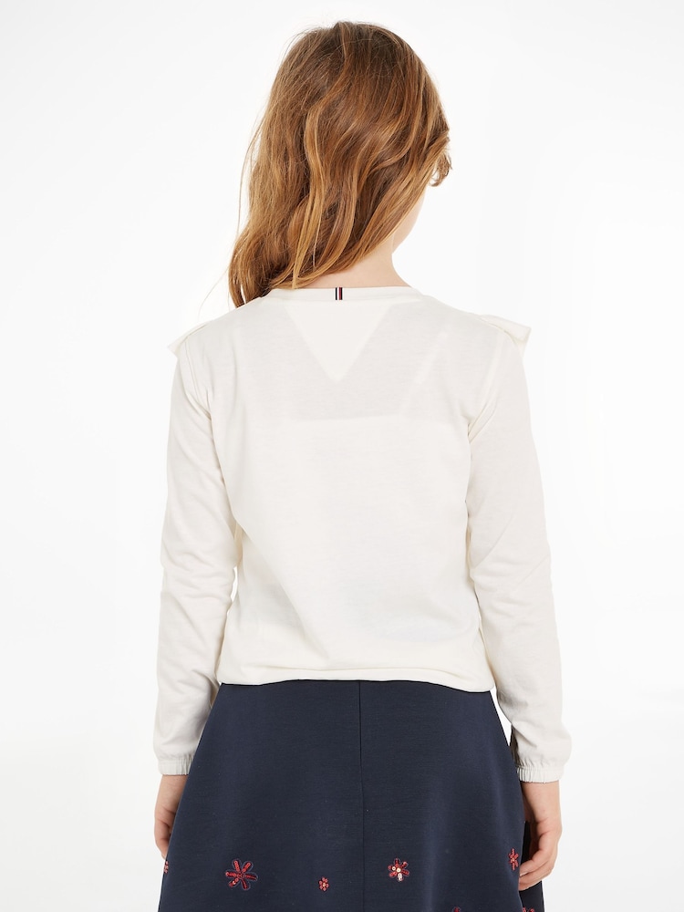 Tommy Hilfiger White Ruffle T-Shirt - Image 2 of 5