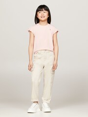 Tommy Hilfiger Pink Essential Ruffle-Sleeved Top - Image 1 of 4