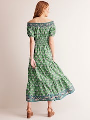 Boden Green 100% Cotton Midi Smocked Dress - Image 3 of 5