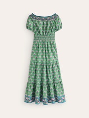Boden Green 100% Cotton Midi Smocked Dress - Image 5 of 5
