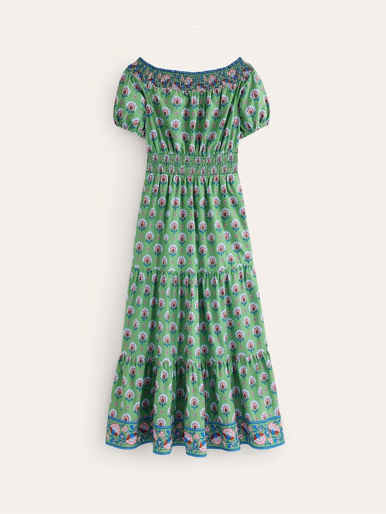 Boden Green 100% Cotton Midi Smocked Dress - Image 5 of 5