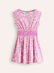 Boden Pink Seashore Shirred Waist 100% Cotton Jersey Dress - Image 2 of 4