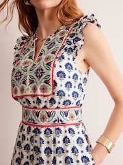 Boden Blue Frill Embroidered Midi Dress - Image 2 of 5