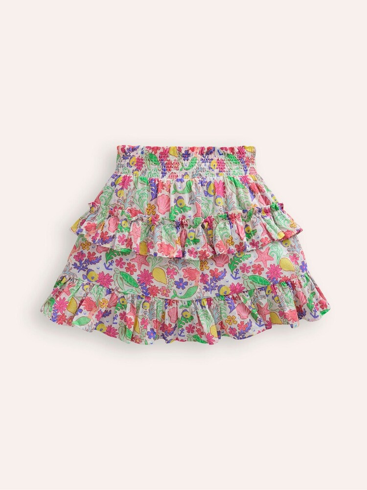 Boden Green Mermaid Tiered Printed 100% Cotton Skort - Image 1 of 4