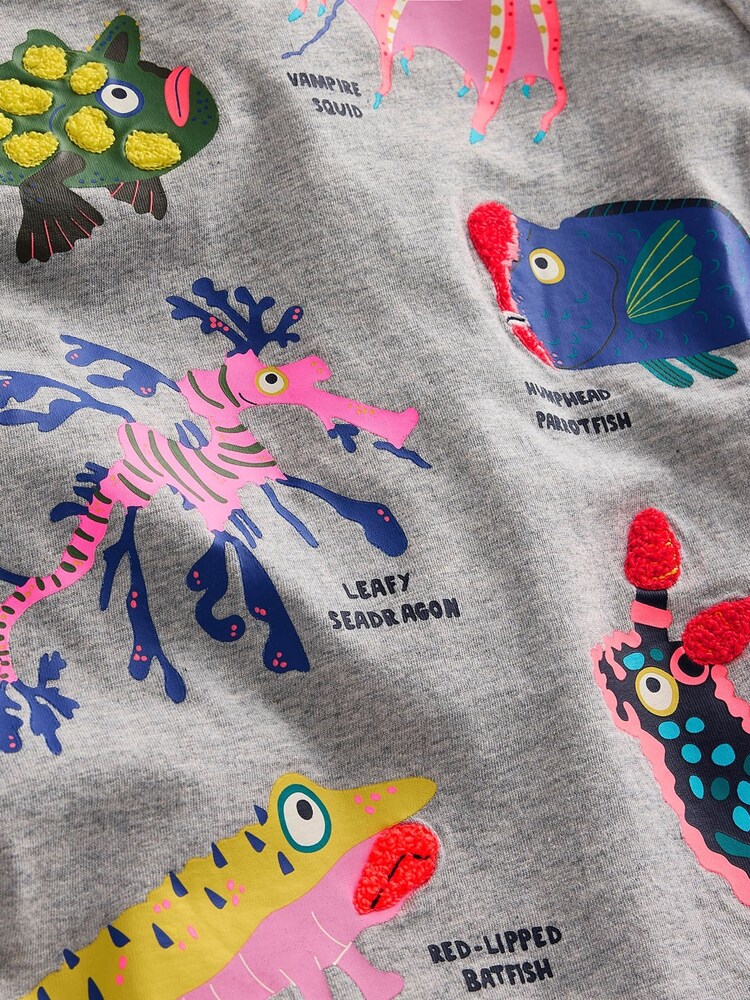 Boden Grey Weird And Wonderful Fish 100% Cotton T-Shirt - Image 4 of 4 Boden Grey Weird And Wonderful Fish 100% Cotton T-Shirt - Image 4 of 4