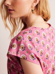 Boden Pink 100% Cotton Louisa Printed Slub T-Shirt - Image 2 of 5